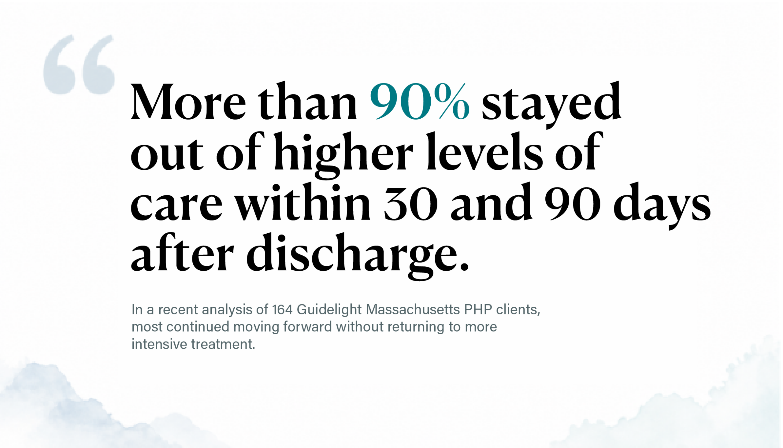 More than 90 percent stayed out of higher levels of care within 30 and 90 days after discharge